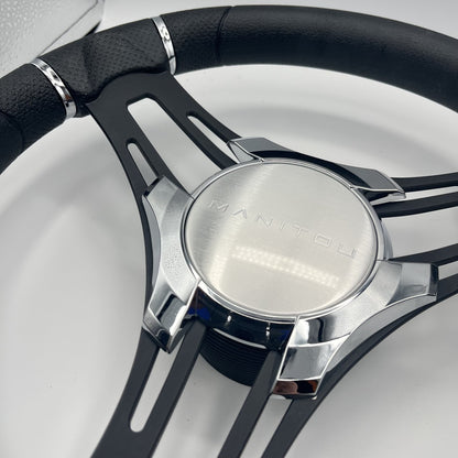 Gussi Italia Boat Steering Wheel Black Brushed Alum Spokes | Manitou
