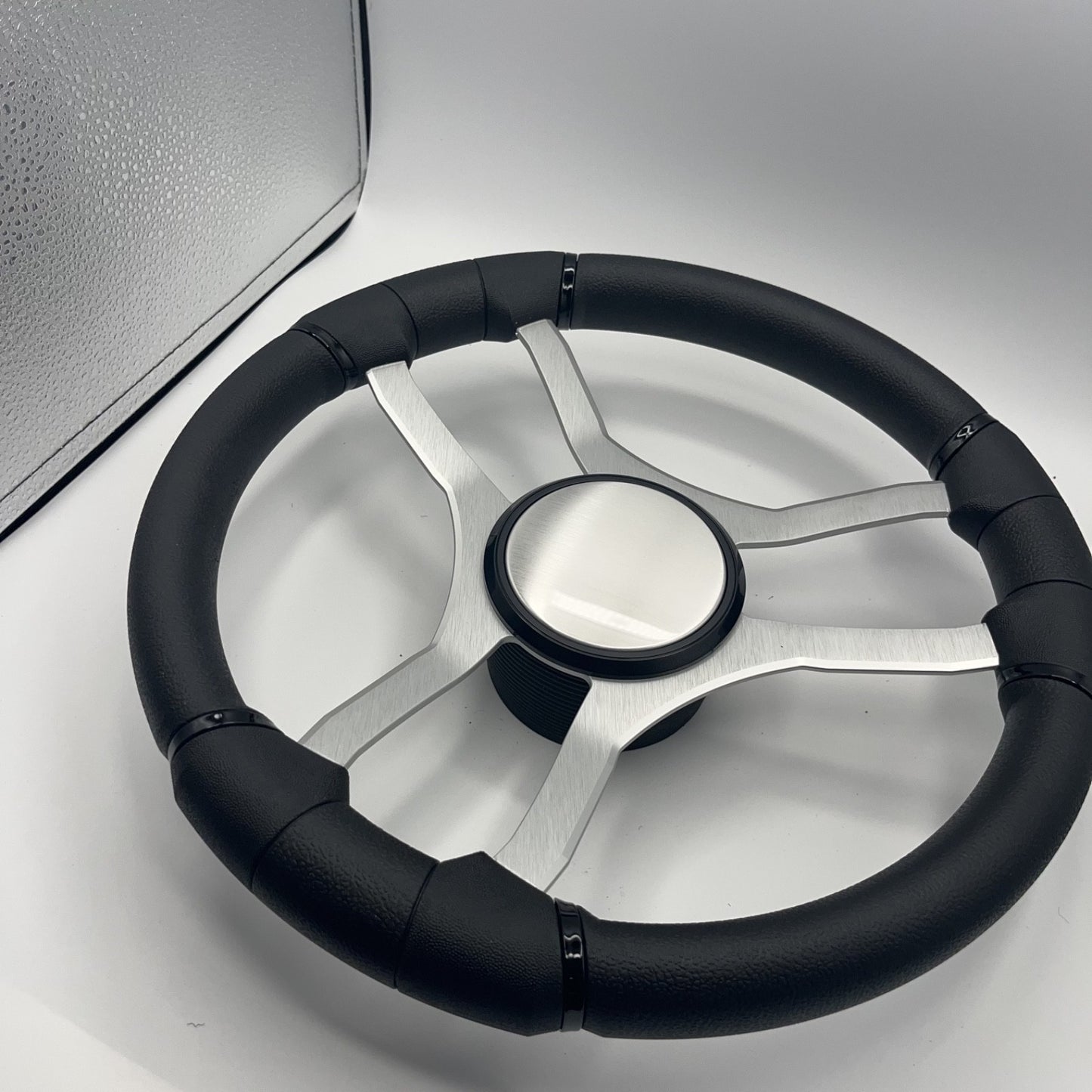 Malera Boat Steering Wheel Brushed Aluminum Spokes - Plain