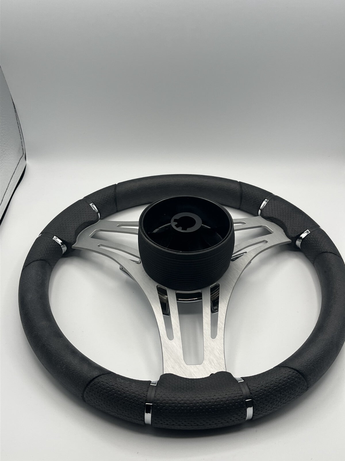 Verona Boat Steering Wheel Gray Brushed Aluminum Spokes | Gussi Italia