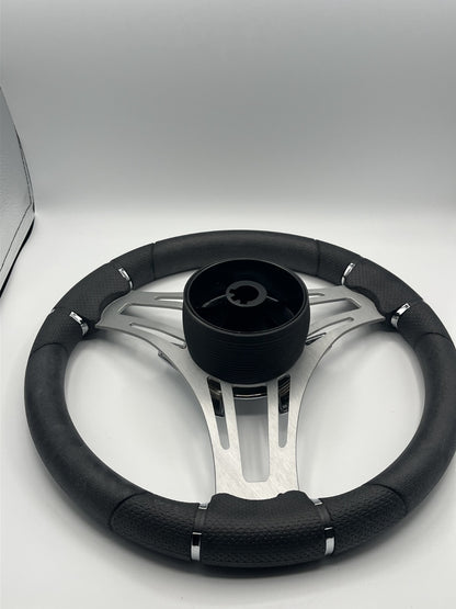 Verona Boat Steering Wheel Gray Brushed Aluminum Spokes | Gussi Italia