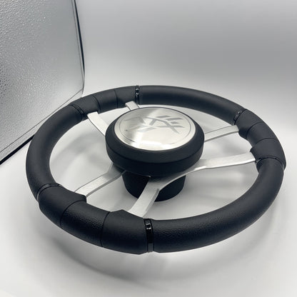 Malera Boat Steering Wheel Brushed Aluminum Spokes | ATX Boats