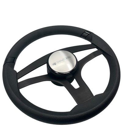 Badia Boat Steering Wheel Brushed Black Aluminum Spokes