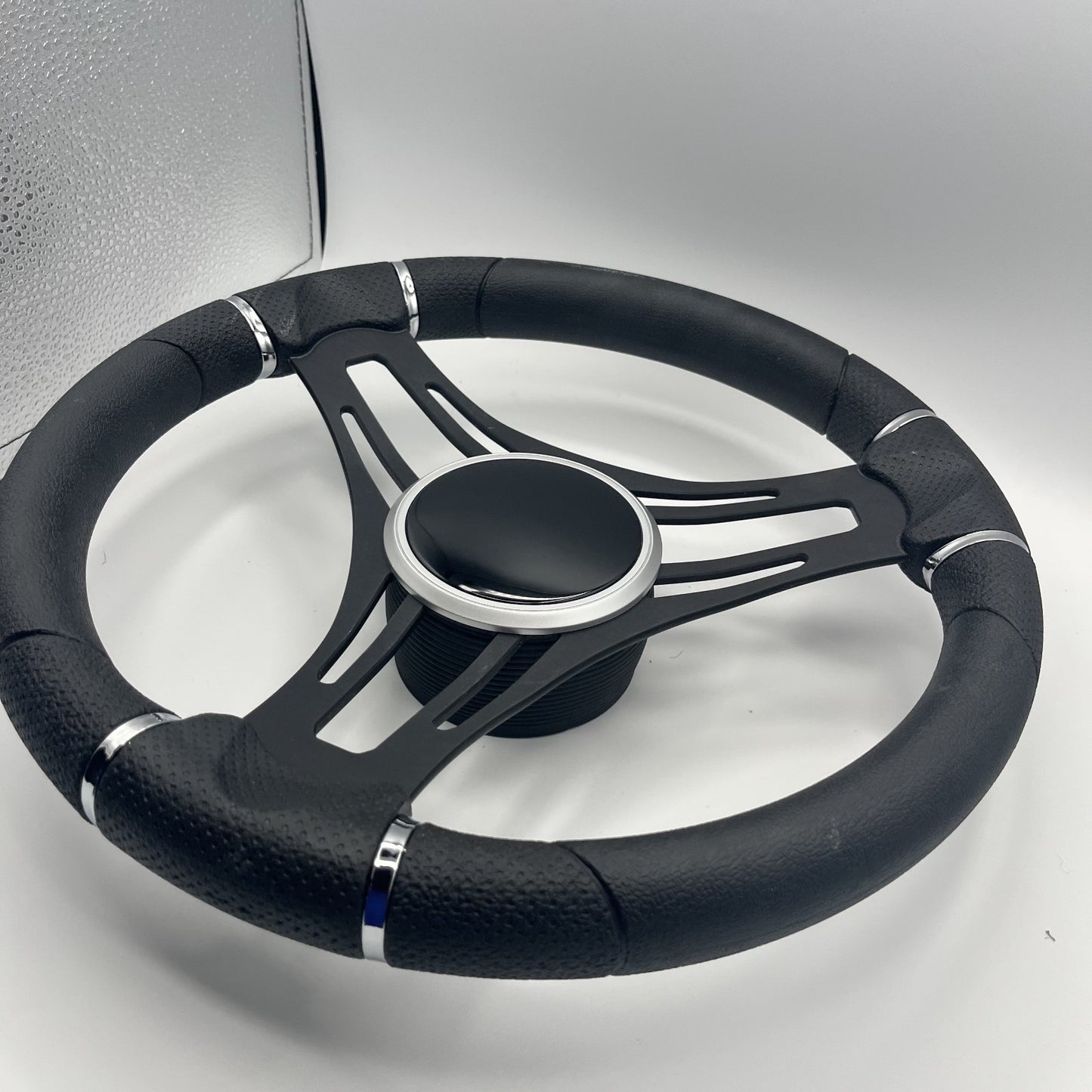 Gussi Italia Boat Steering Wheel Black Brushed Alum Spokes | Black Dome