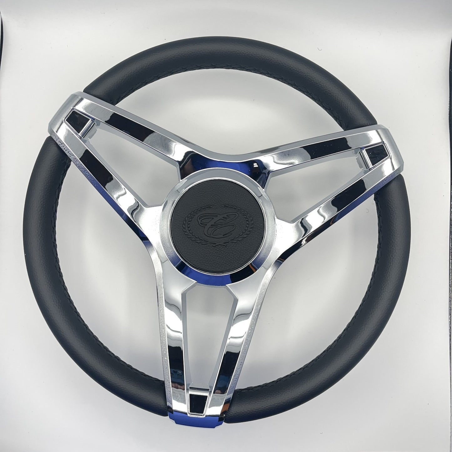Cobalt Boat Steering Wheel Plastic Spoke Leather Stitched Rim | Cobalt Logo