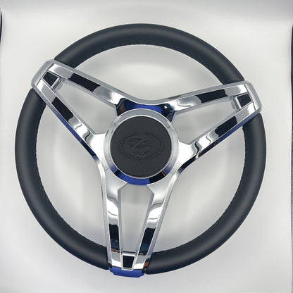 Cobalt Boat Steering Wheel Plastic Spoke Leather Stitched Rim | Cobalt Logo