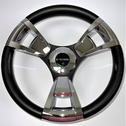Model M13C Black & Chrome Steering Wheel fits CLUB CAR PRECEDENT Golf Cart