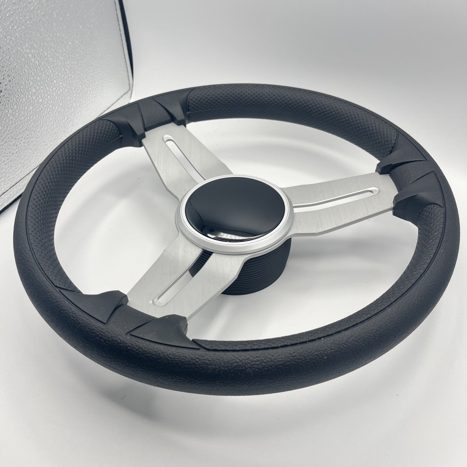 Model 15 Marine Steering Wheel Brush Alum Spokes | Black Dome