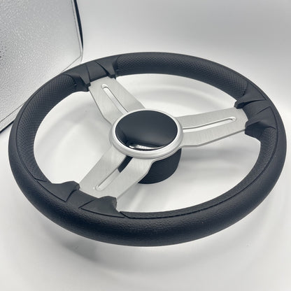 Model 15 Marine Steering Wheel Brush Alum Spokes | Black Dome
