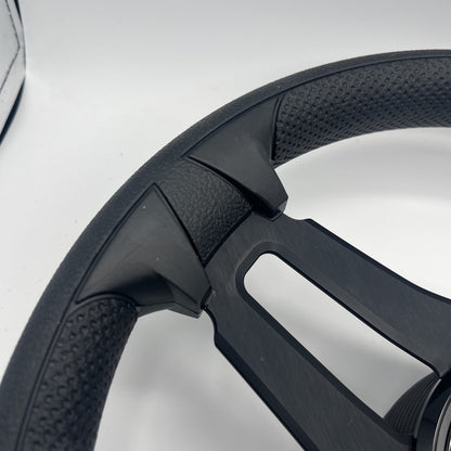 Gussi Italia Marine Steering Wheel Black Brush Metal Spokes | Lowe