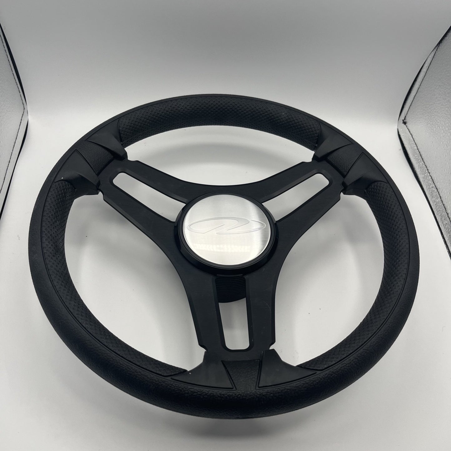 Gussi Italia Marine Steering Wheel Black Brush Metal Spokes |Regal
