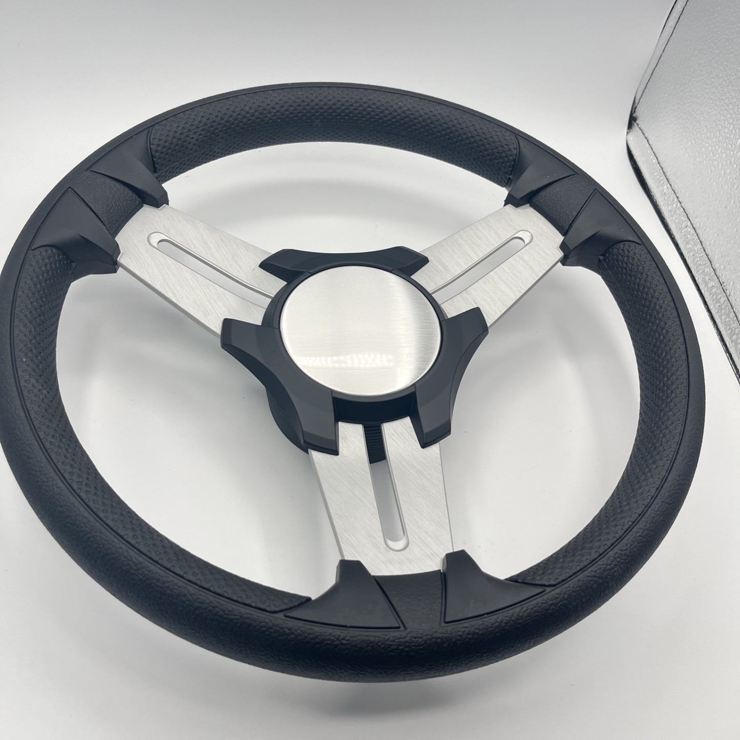 Model 15 Marine Steering Wheel Brush Alum Spokes | Black Blank