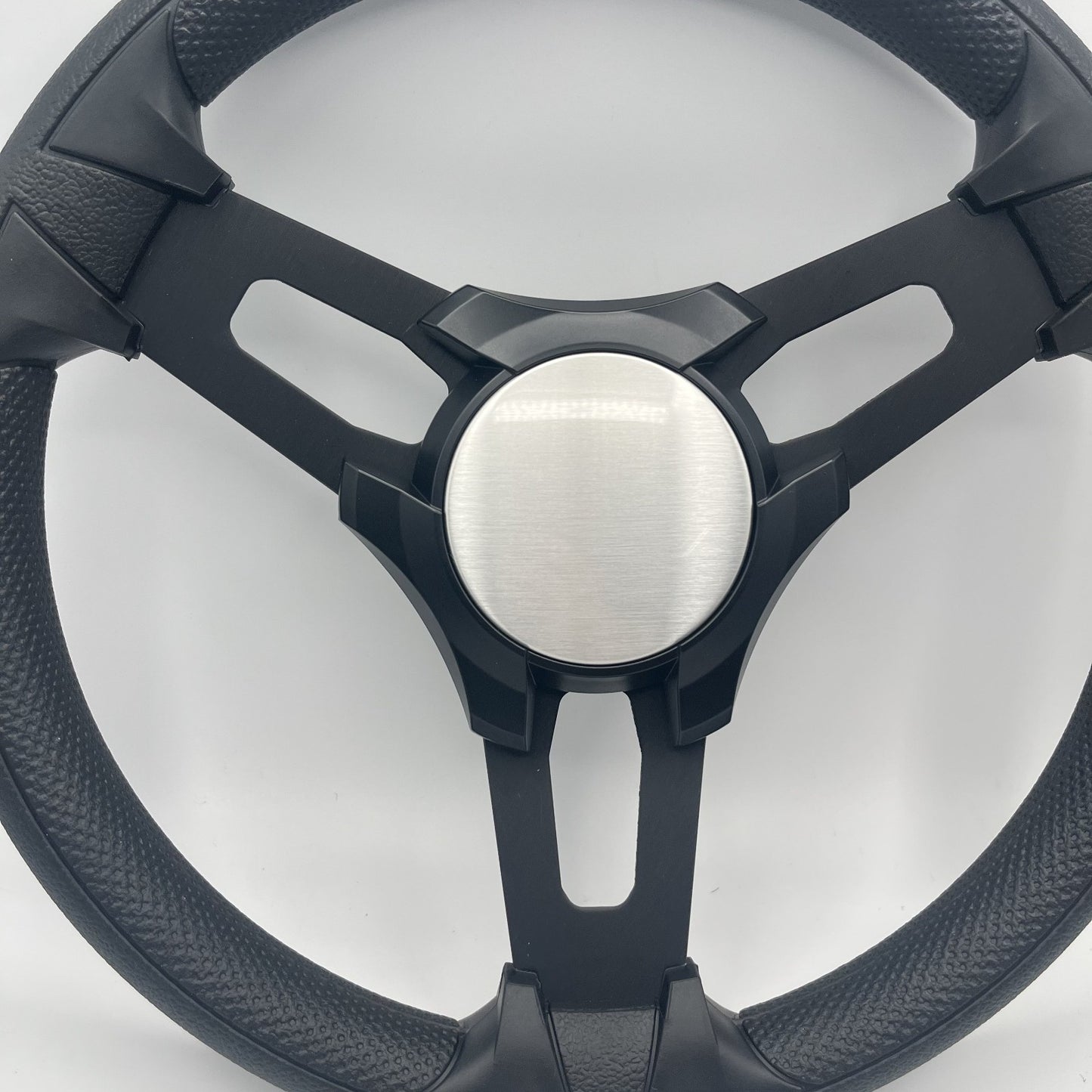 Gussi Italia Boat Model 15 Steering Wheel Black Brushed Alum Spokes |BlackPlain