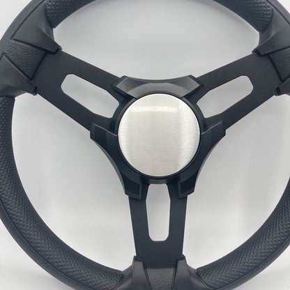 Gussi Italia Boat Model 15 Steering Wheel Black Brushed Alum Spokes |BlackPlain