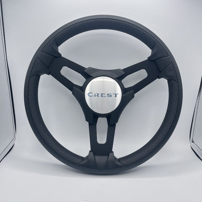 Gussi Italia Boat Model 15 Steering Wheel Black Brushed Alum Spokes |Blk Crest