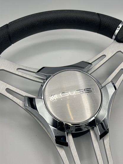 Verona Boat Steering Wheel Gray Brushed Aluminum Spokes | Gussi Italia