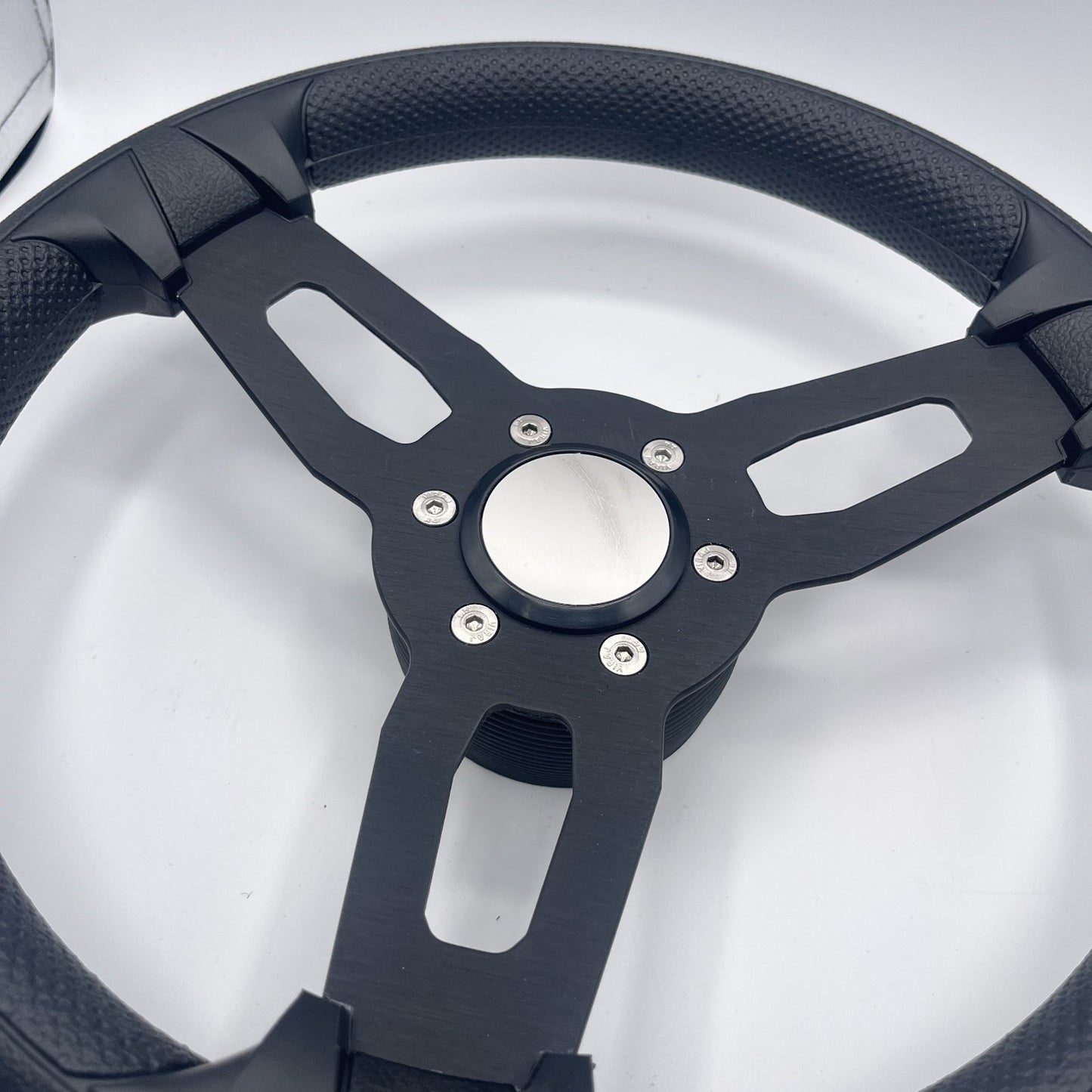 Gussi Italia Boat Model 15 Steering Wheel Black Brushed Alum Spokes |Blank