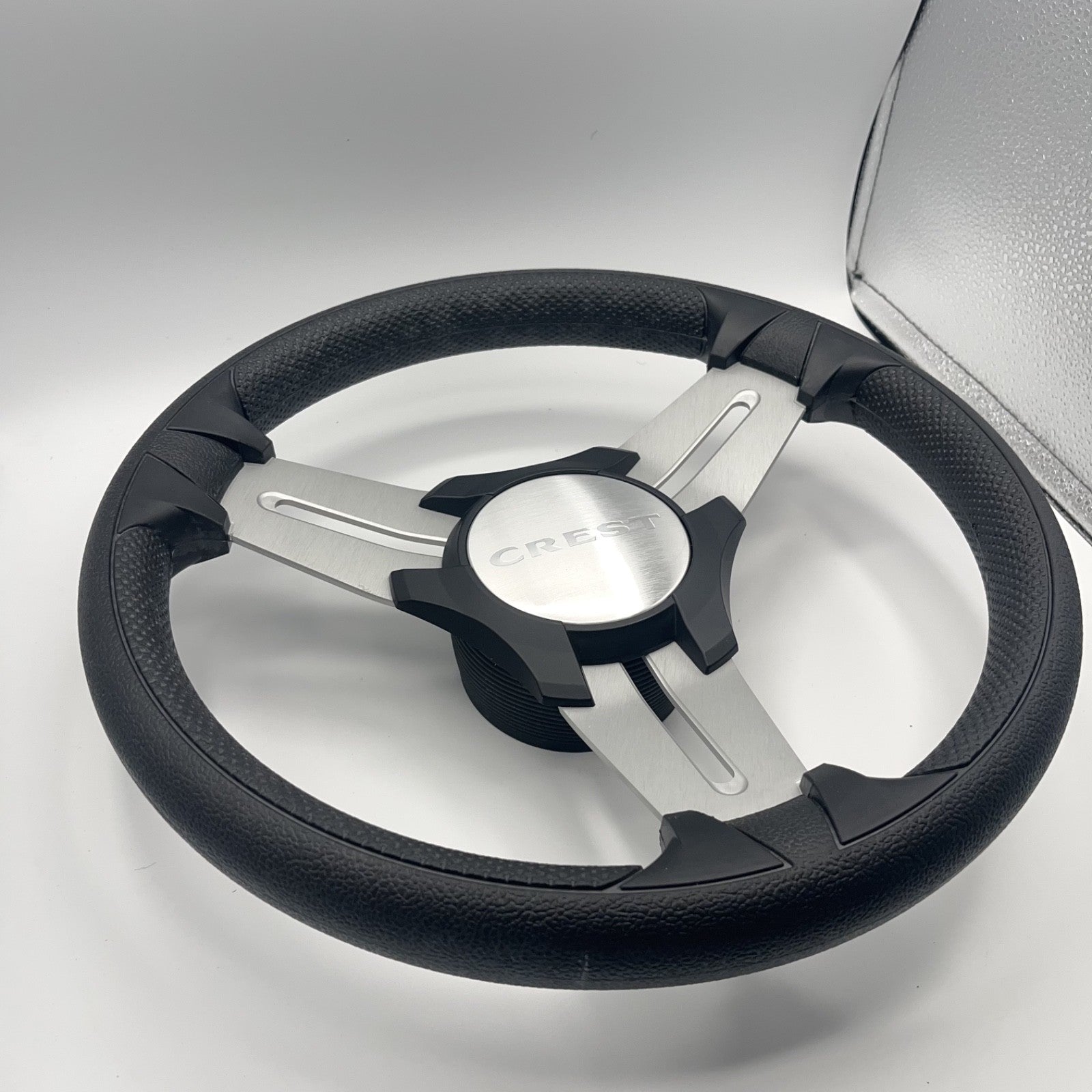 Model 15 Marine Steering Wheel Brushed Aluminum Spokes | Crest Logo