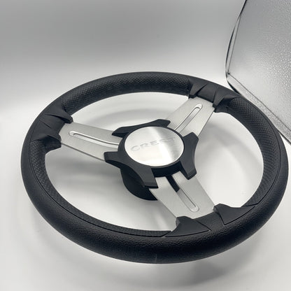 Model 15 Marine Steering Wheel Brushed Aluminum Spokes | Crest Logo