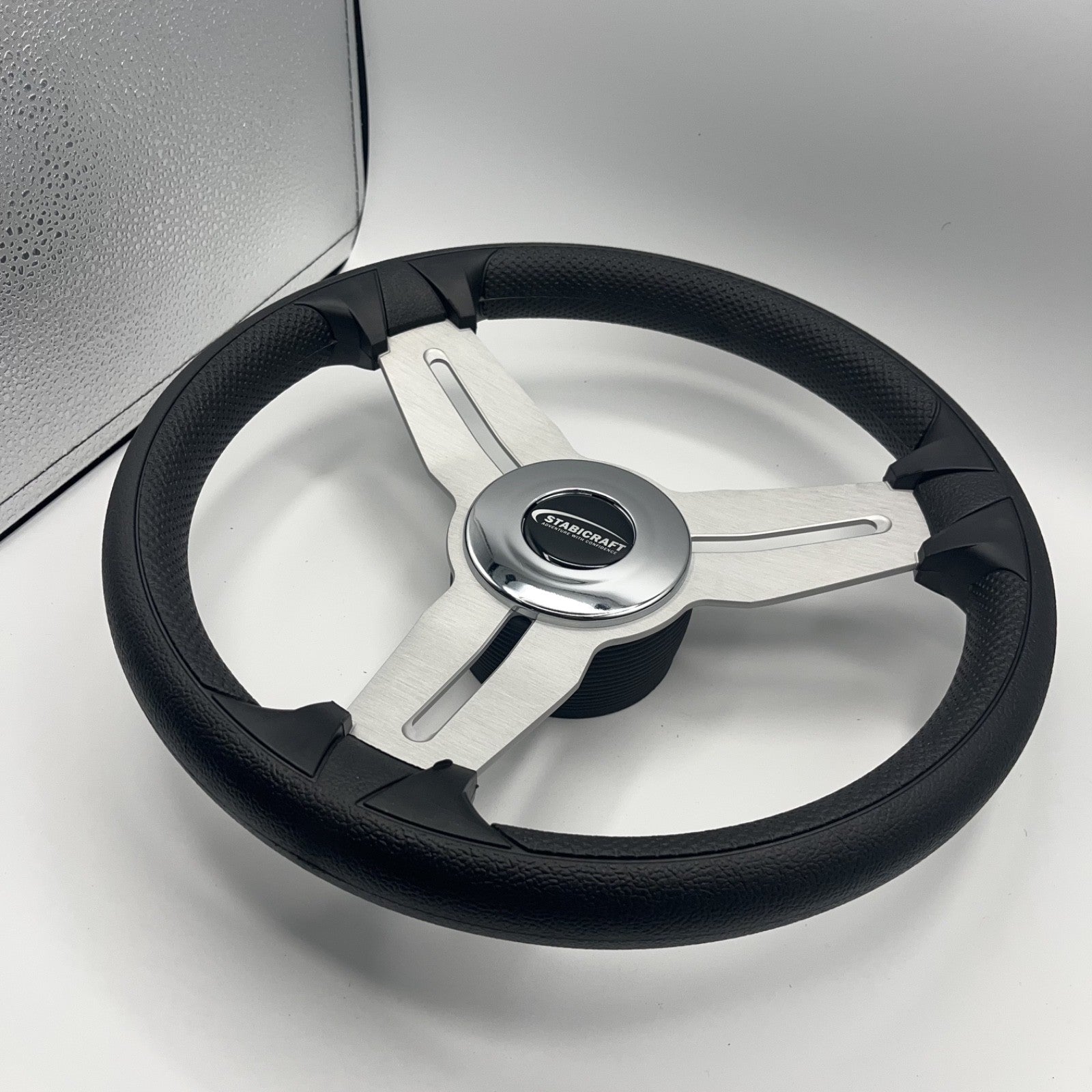 Model 15A Marine Steering Wheel Brushed Alum Spokes | Stabicraft Cap