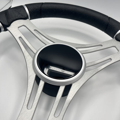 Gussi Italia Boat Steering Wheel Brushed Aluminum Spoke | Black Dome