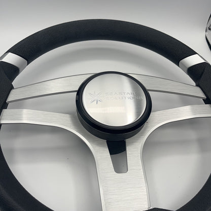 Badia Boat Steering Wheel Brushed Aluminum Spokes | Seastar Solutions