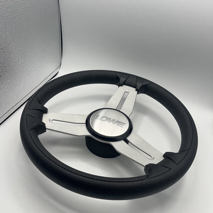 Model 15A Marine Steering Wheel Brushed Alum Spokes | Lowe Boats Cap
