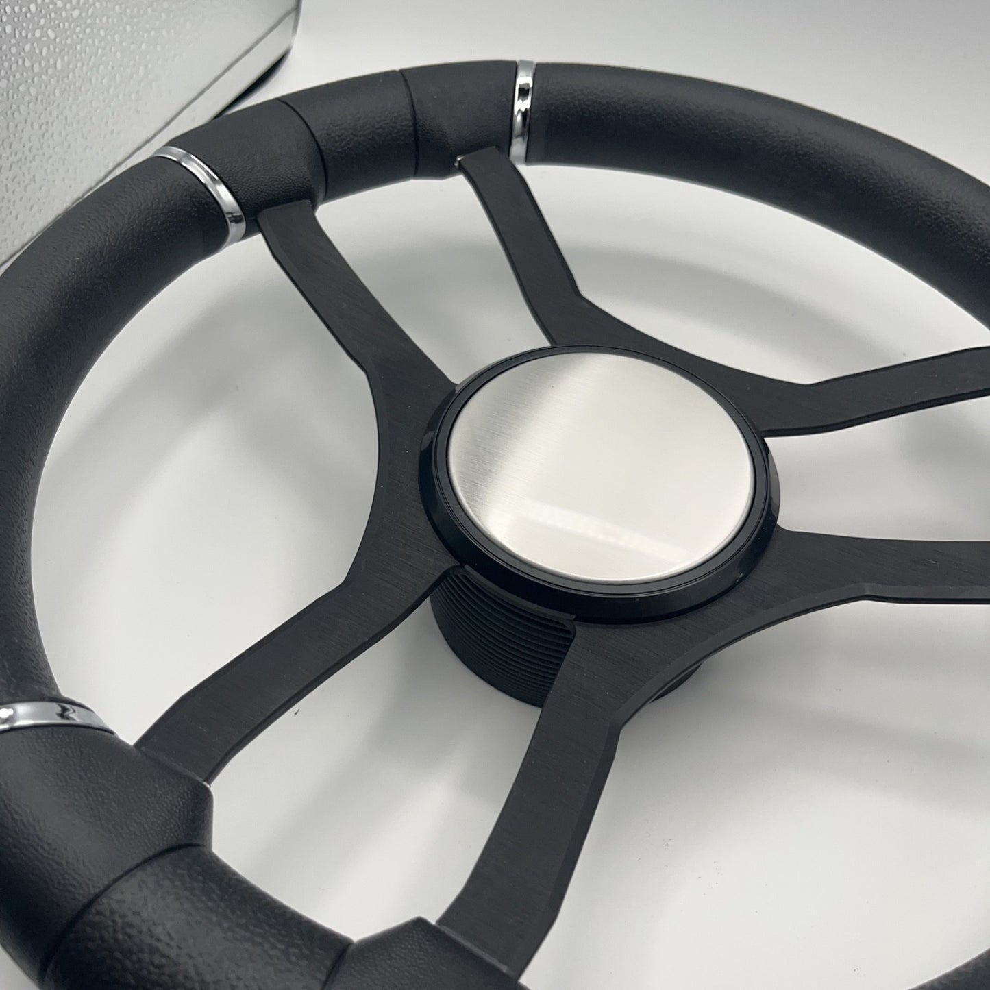 Malera Boat Steering Wheel Black Aluminum Spokes - Plain