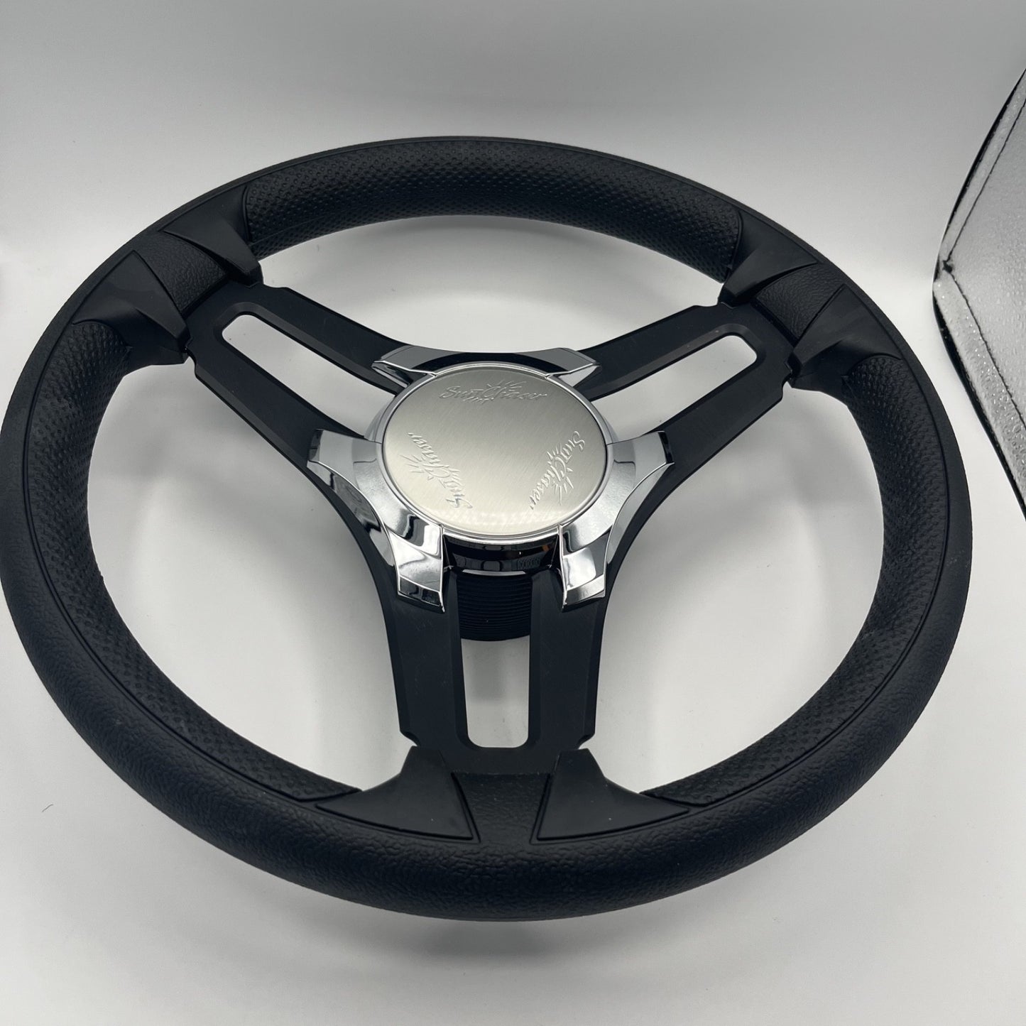 Gussi Italia Marine Steering Wheel Black Brush Metal Spokes | Sun Chaser