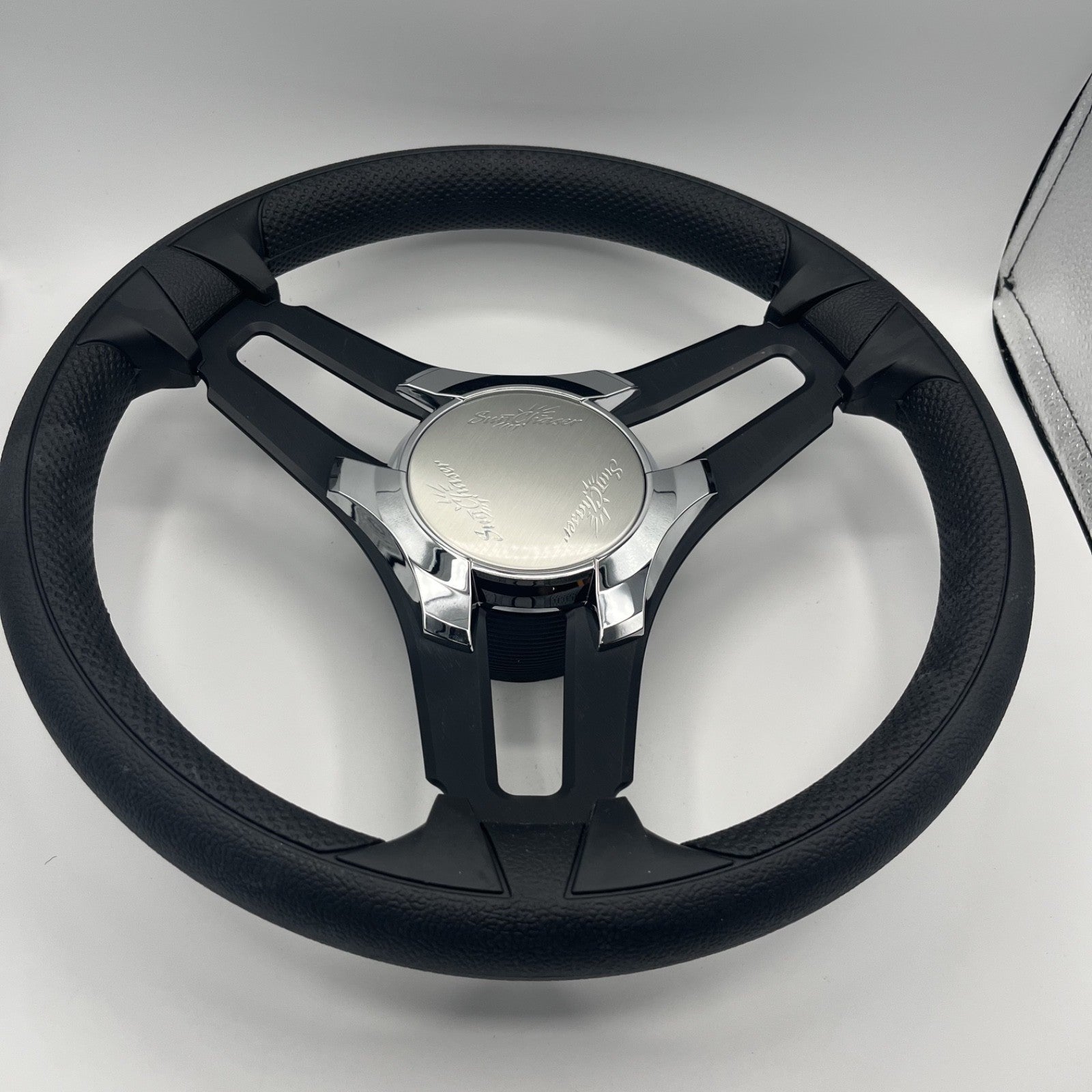 Gussi Italia Marine Steering Wheel Black Brush Metal Spokes | Sun Chaser