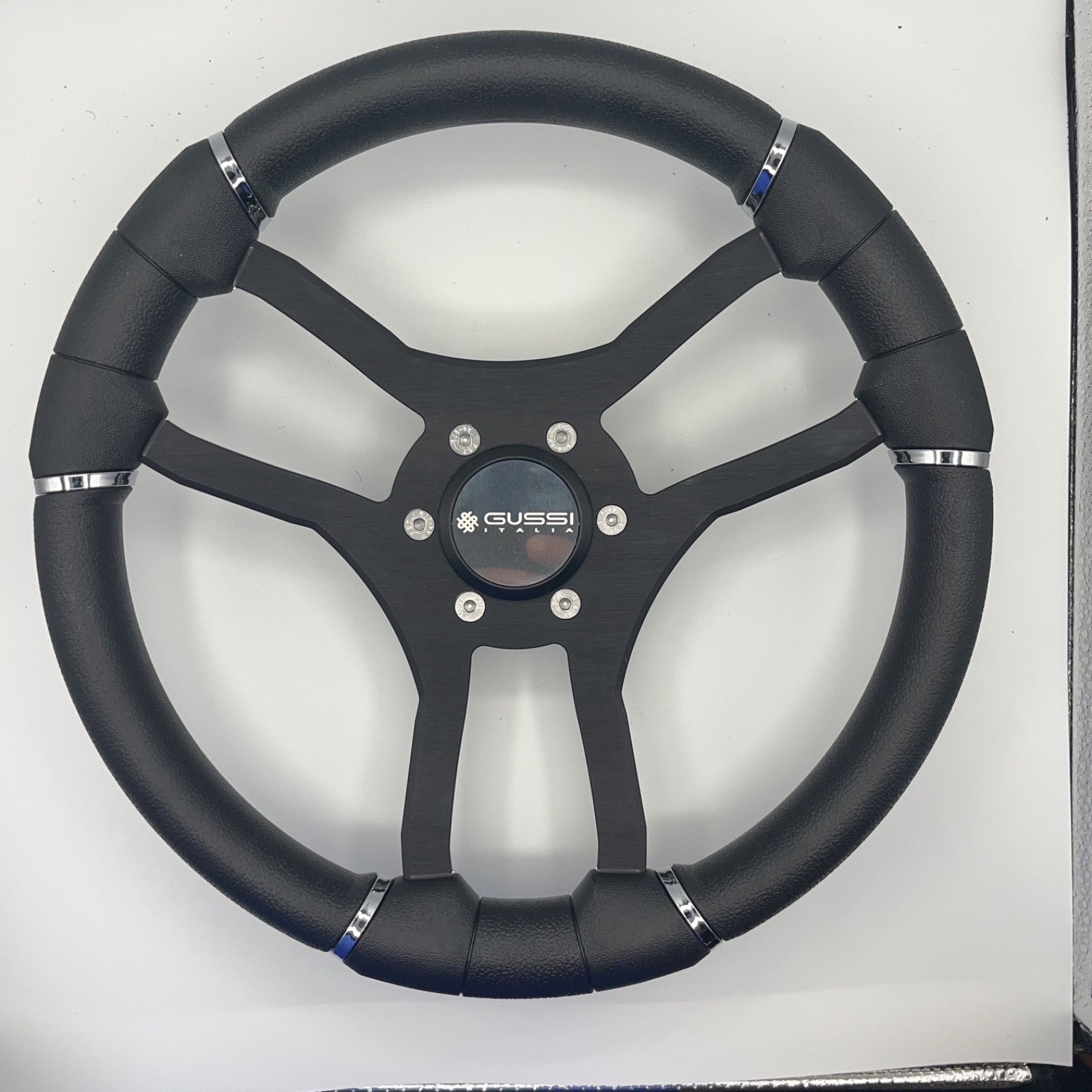 Malera Boat Steering Wheel Black Aluminum Spokes | Gussi Snap-in