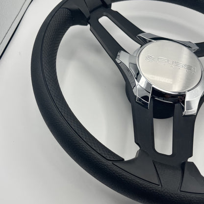 Gussi Italia Marine Steering Wheel Black Brush Metal Spokes | Gussi Logo