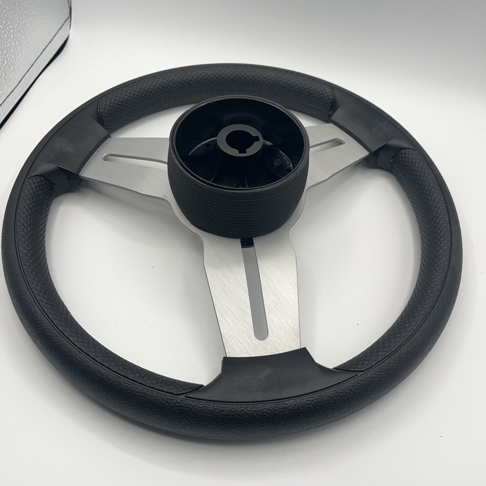 Model 15A Marine Steering Wheel Brushed Alum Spokes | Lowe Boats Cap