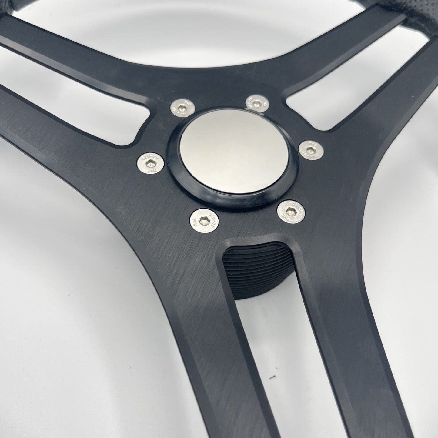 Molinara Marine Steering Wheel Black Brushed Alum Spokes | Blank Style