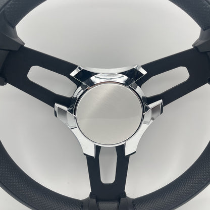 Gussi Italia Boat Model 15 Steering Wheel Black Brushed Alum Spokes |Plain
