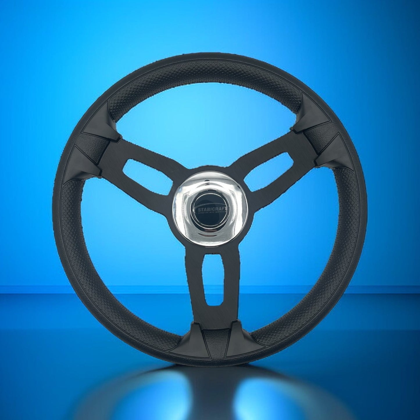 Gussi Italia Boat Model 15 Steering Wheel Black Brushed Alum Spokes | Stabicraft