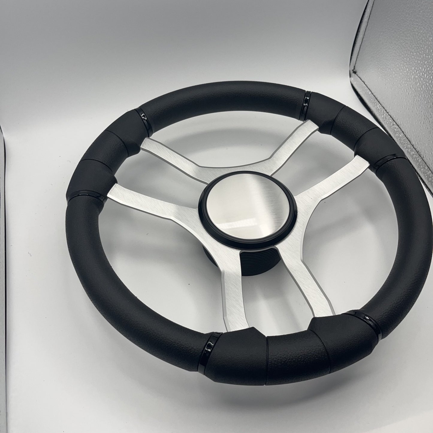 Malera Boat Steering Wheel Brushed Aluminum Spokes - Plain