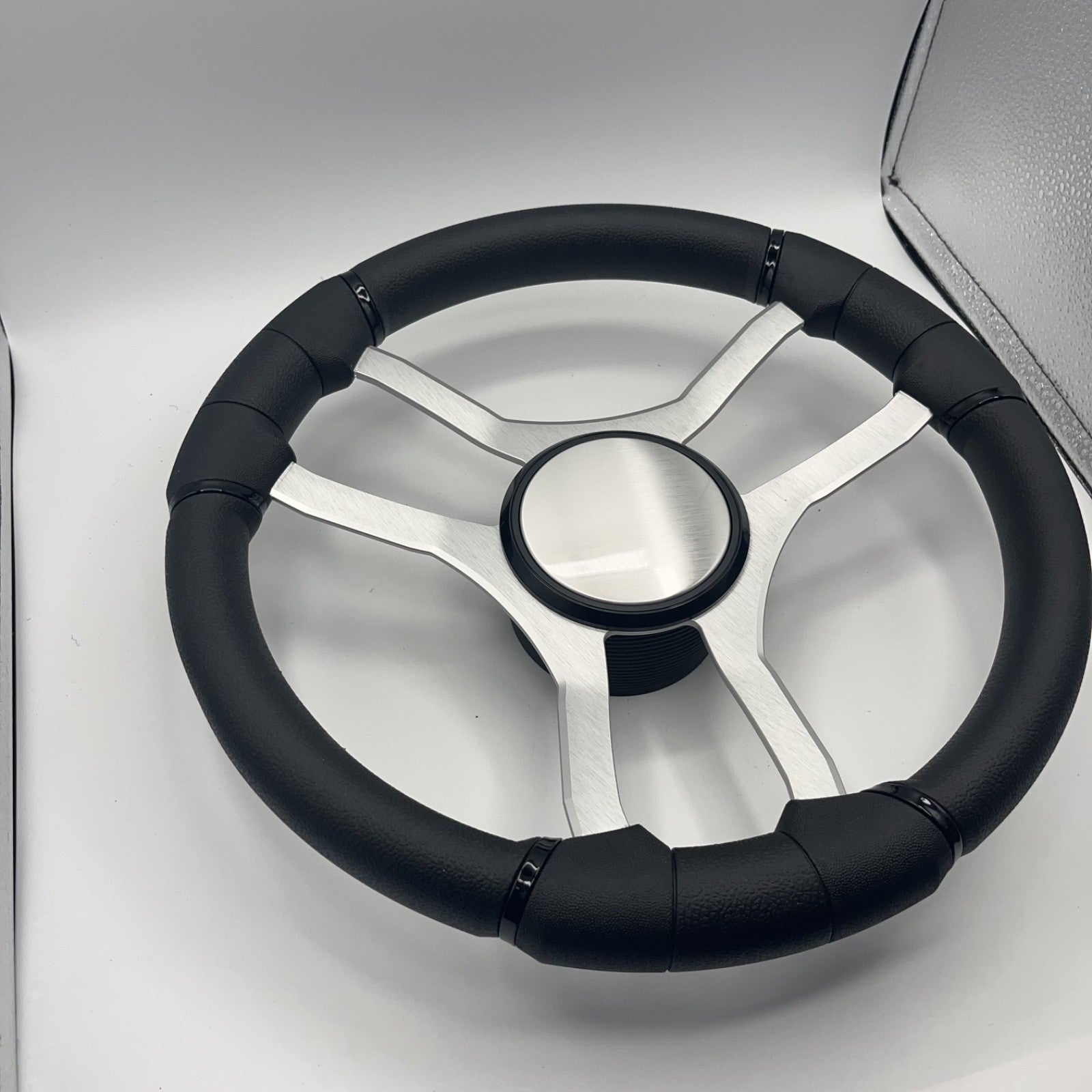 Malera Boat Steering Wheel Brushed Aluminum Spokes - Plain