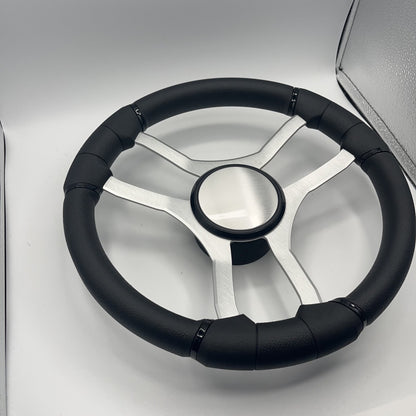 Malera Boat Steering Wheel Brushed Aluminum Spokes - Plain
