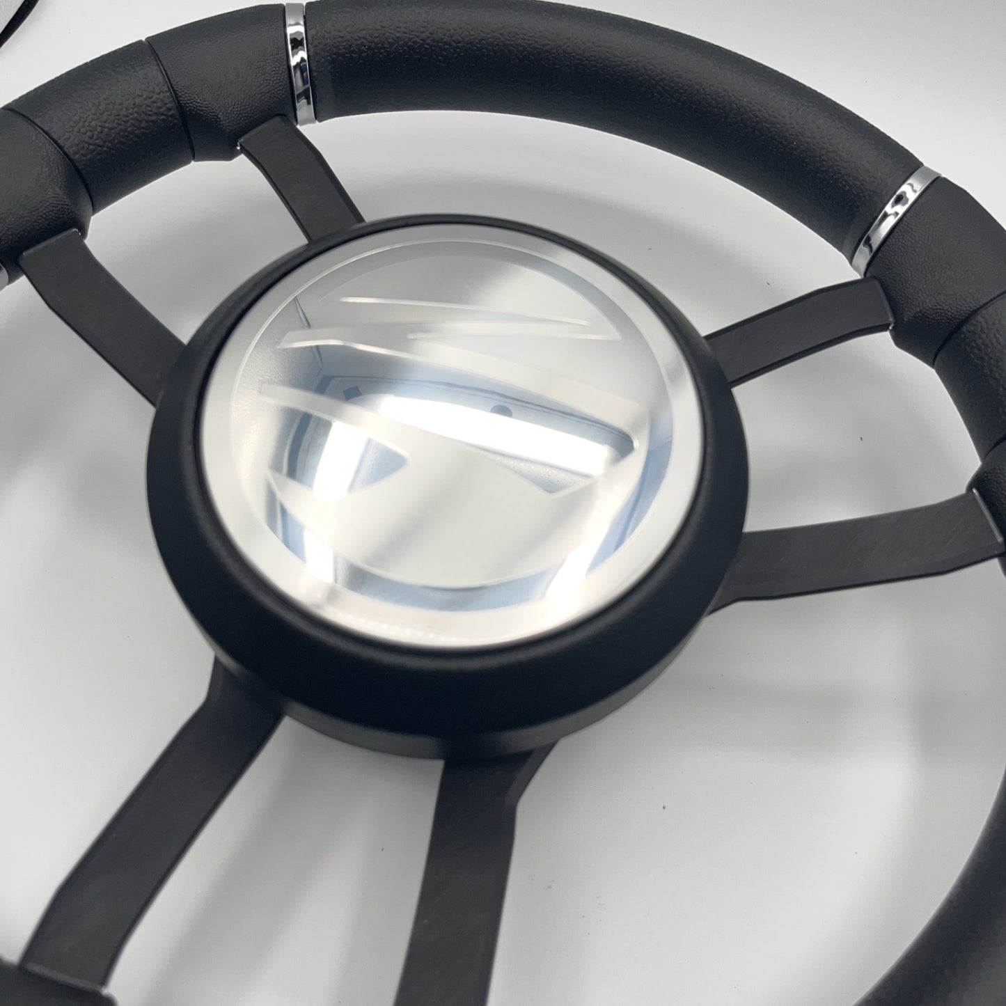 Malera Boat Steering Wheel Black Aluminum Spokes - Tige Boats