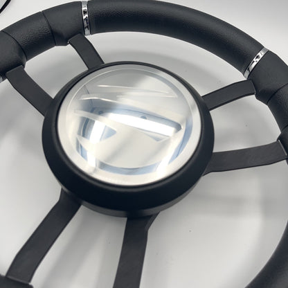 Malera Boat Steering Wheel Black Aluminum Spokes - Tige Boats