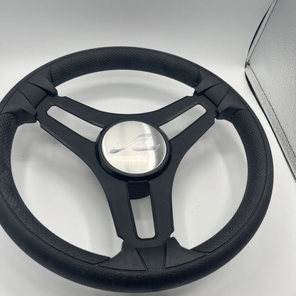 Gussi Italia Marine Steering Wheel Black Brush Metal Spokes | Sea Ray