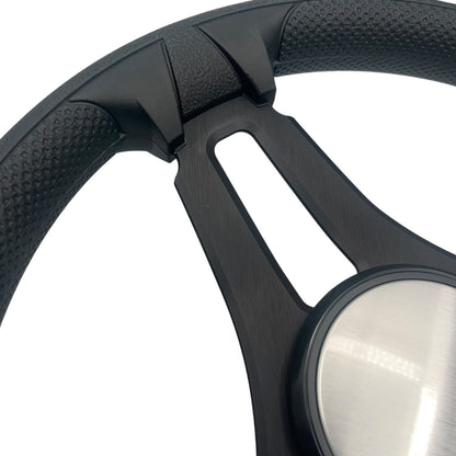 Gussi Italia Marine Steering Wheel Black Brushed Metal Spokes | Plain Dome