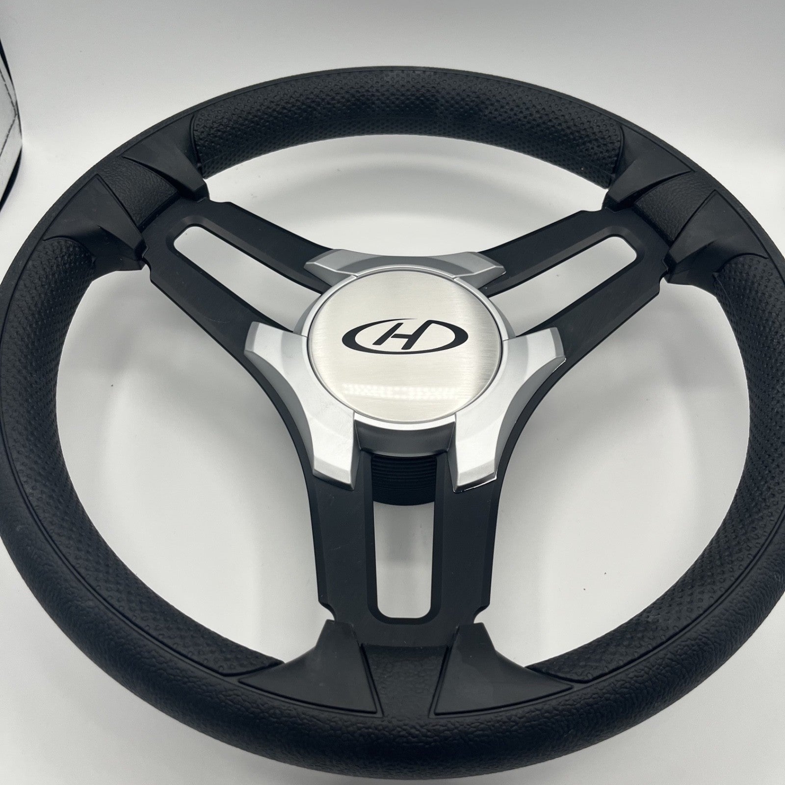 Gussi Italia Marine Steering Wheel Black Brush Metal Spokes | Harris Kayot