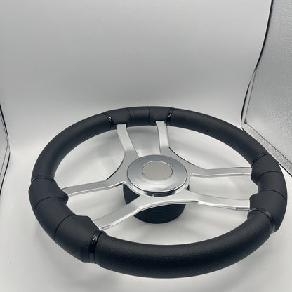 Malera Boat Steering Wheel Chrome Spokes | ABS Chrome Dome Blank SS Ctr.