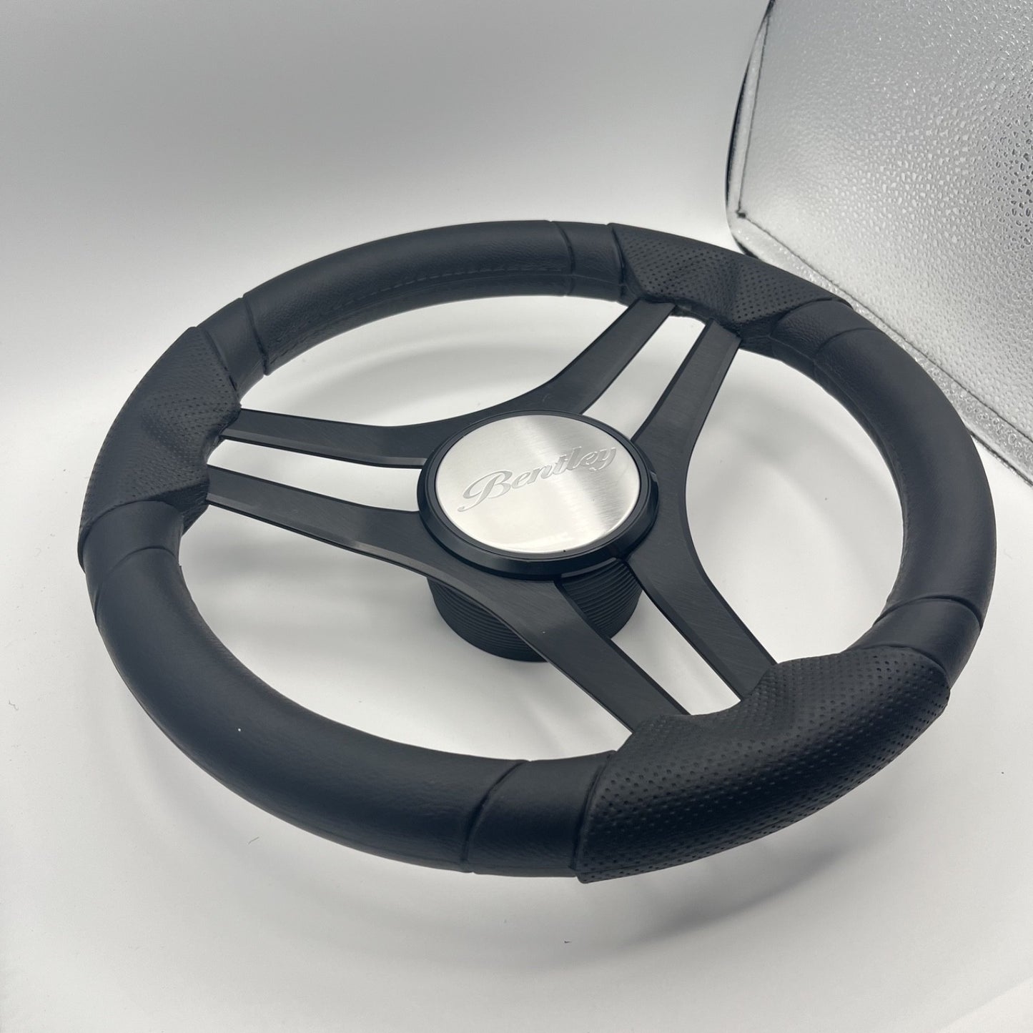 Molinara Marine Steering Wheel Black Brushed Alum Spokes | Lowe Boats