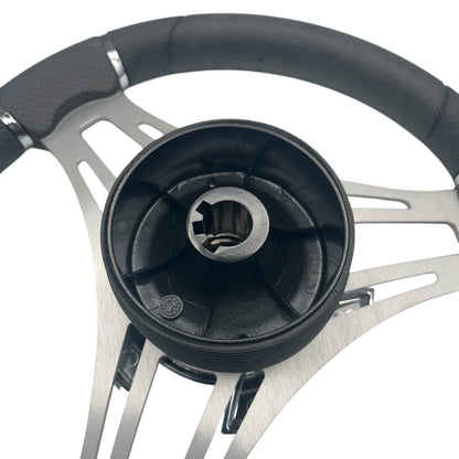 Verona Boat Steering Wheel Gray Brushed Aluminum Spokes | Starcraft Boats