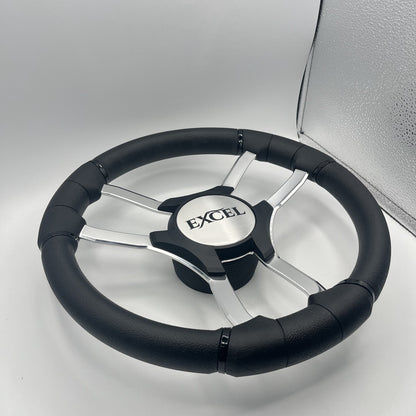 Malera Boat Steering Wheel Chrome Spokes | Excel Black Star
