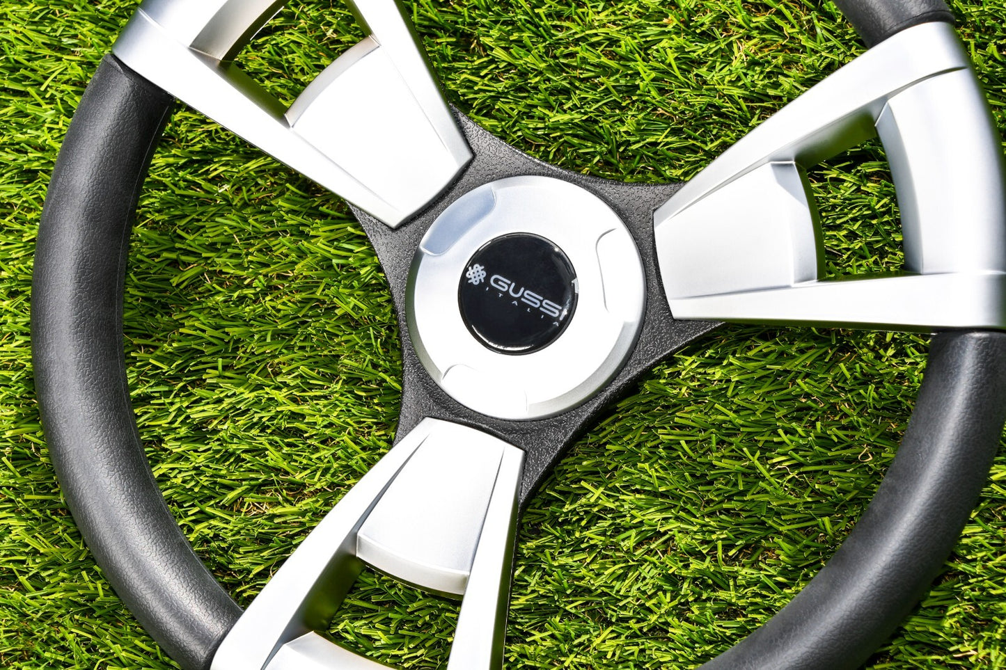 Model M13B Black & Silver Steering Wheel fits all CLUB CAR DS Golf Carts