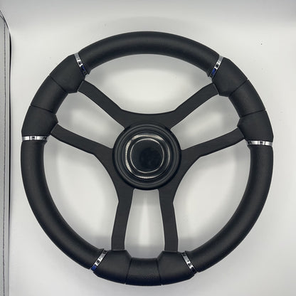 Malera Boat Steering Wheel Black Aluminum Spokes | LG Black Snap-in