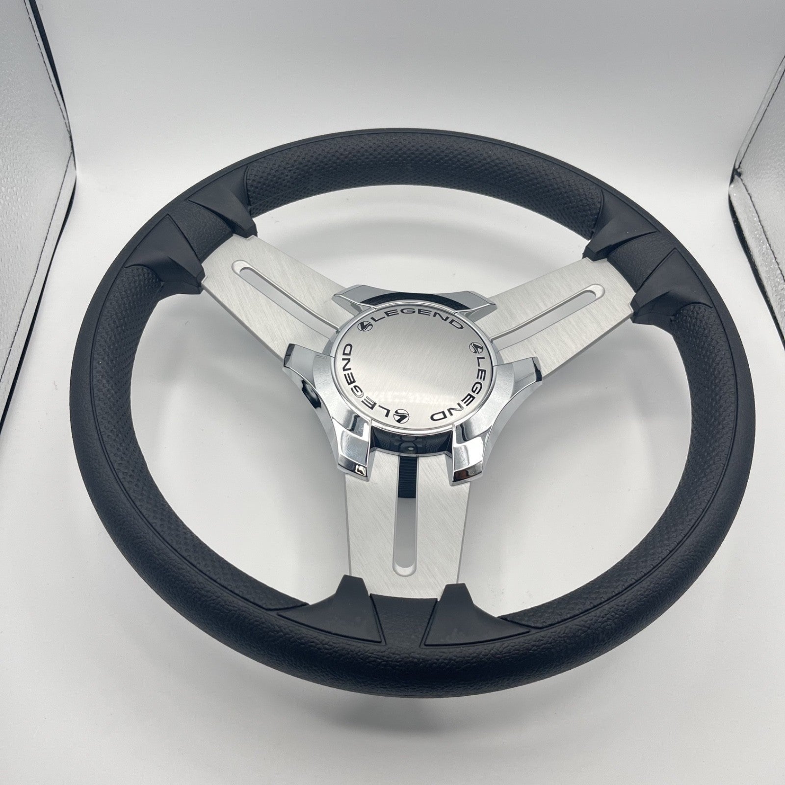 Model 15 Marine Steering Wheel Brush Alum Spokes | Legends Boats Chrome